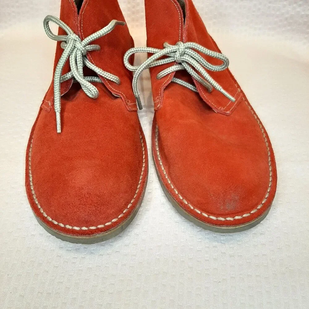 Mustang Originals Boots Red Men Size 40 Suede Lace Up Made in Spain Flat Sole
